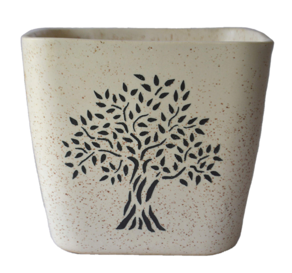 UrbanRoots Ceramic Square Pot, White, 7 in, 1 Piece