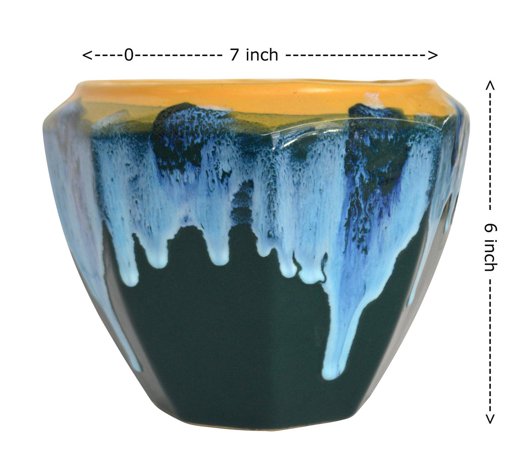 UrbanRoots Octagon Ceramic Pot (Turquoise), 1 Piece