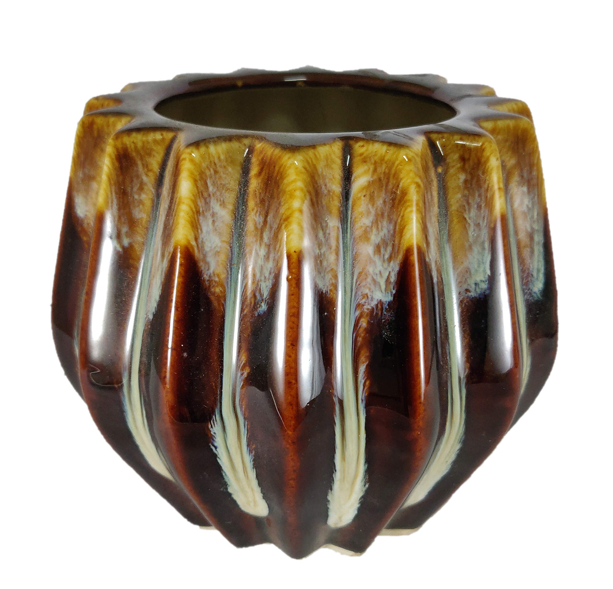 UrbanRoots Ceramic Pot, Brown, 5 inch