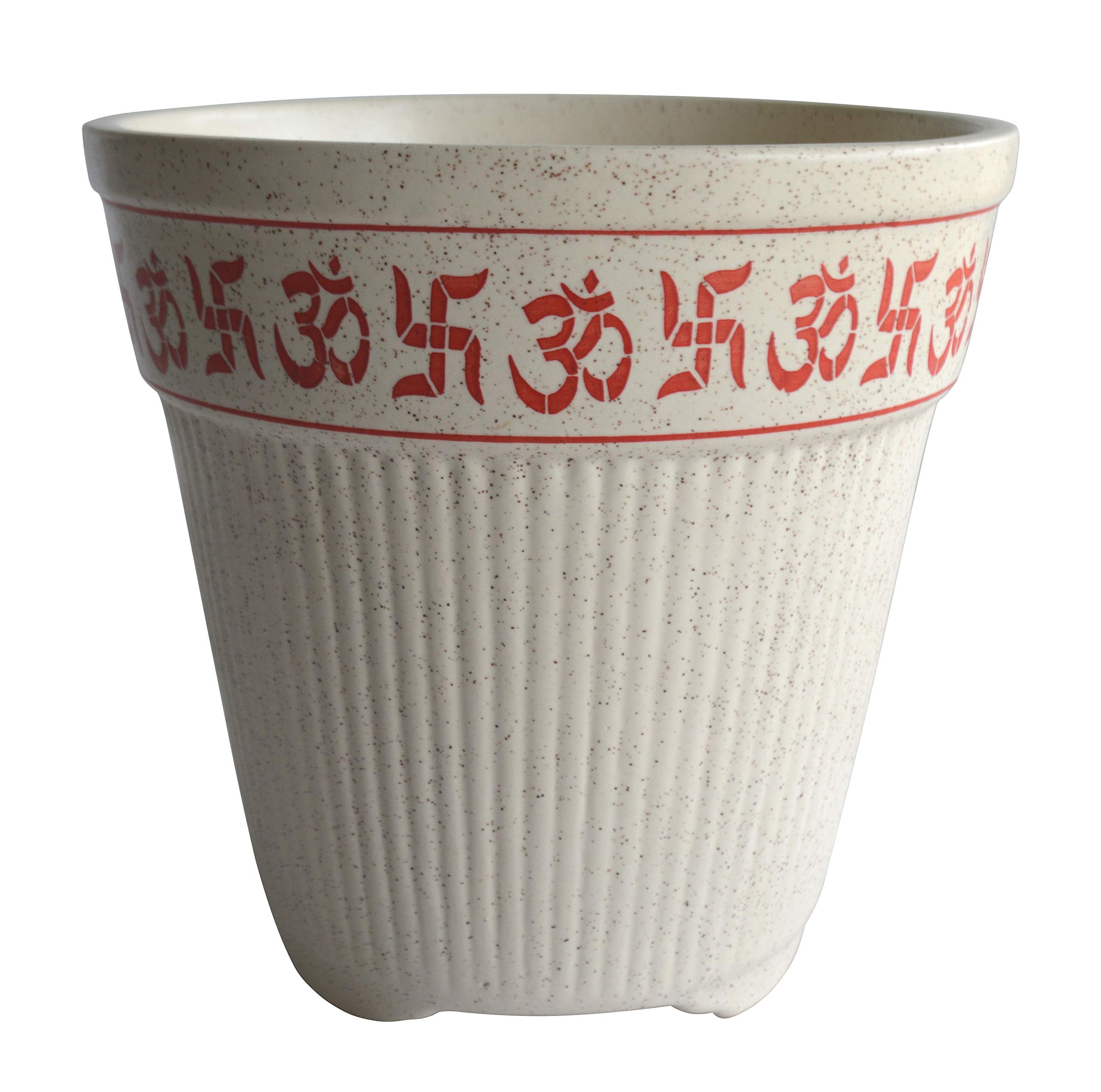 UrbanRoots Tulsi Ceramic Marble Pot (White, Large, 8 inch)
