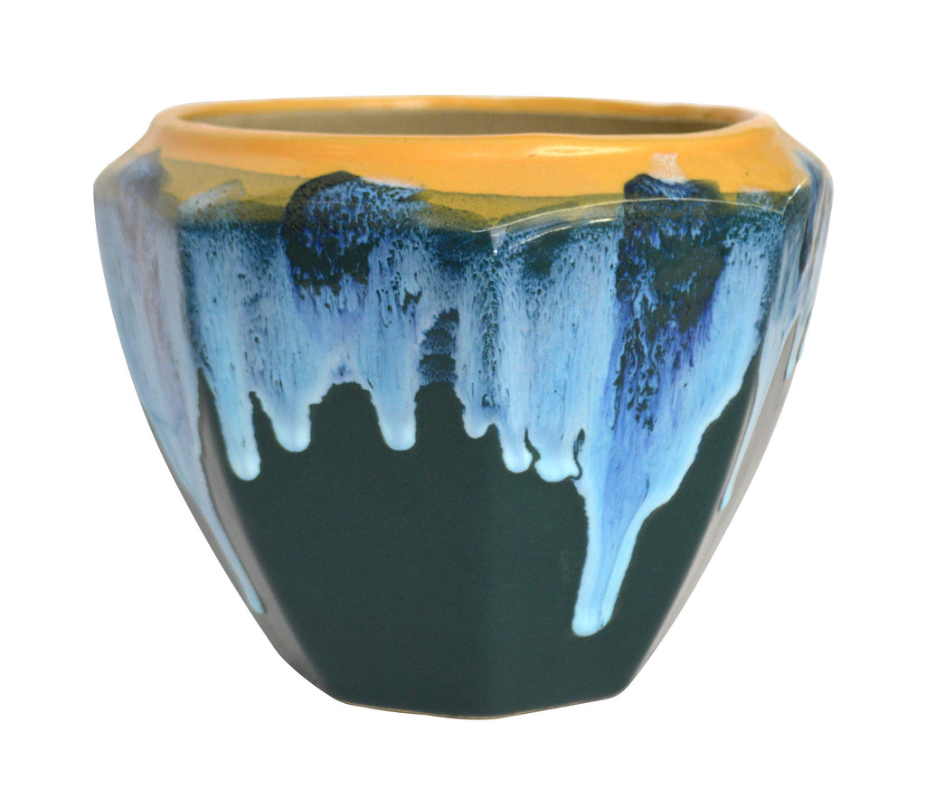 UrbanRoots Octagon Ceramic Pot (Turquoise), 1 Piece