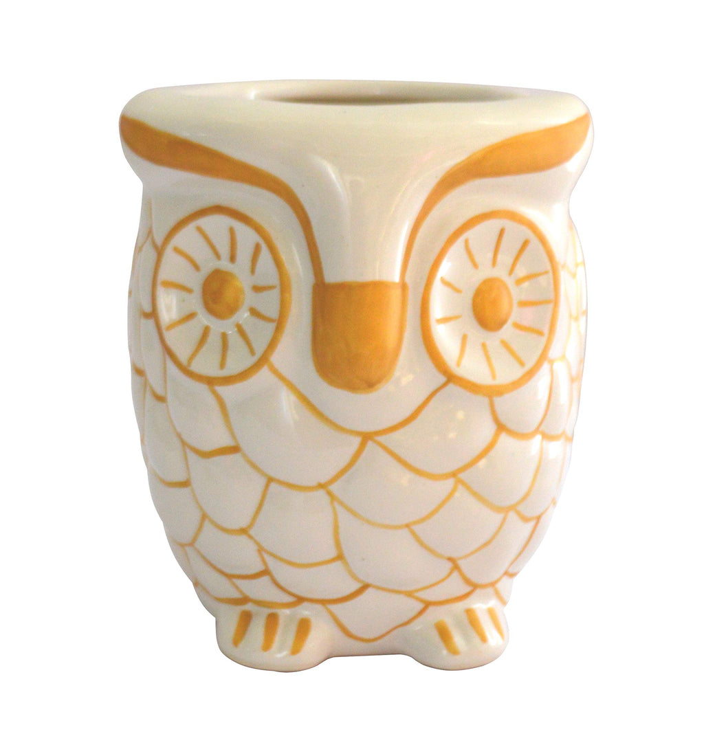 UrbanRoots Ceramic Big Owl Planter (5 inch) (White)