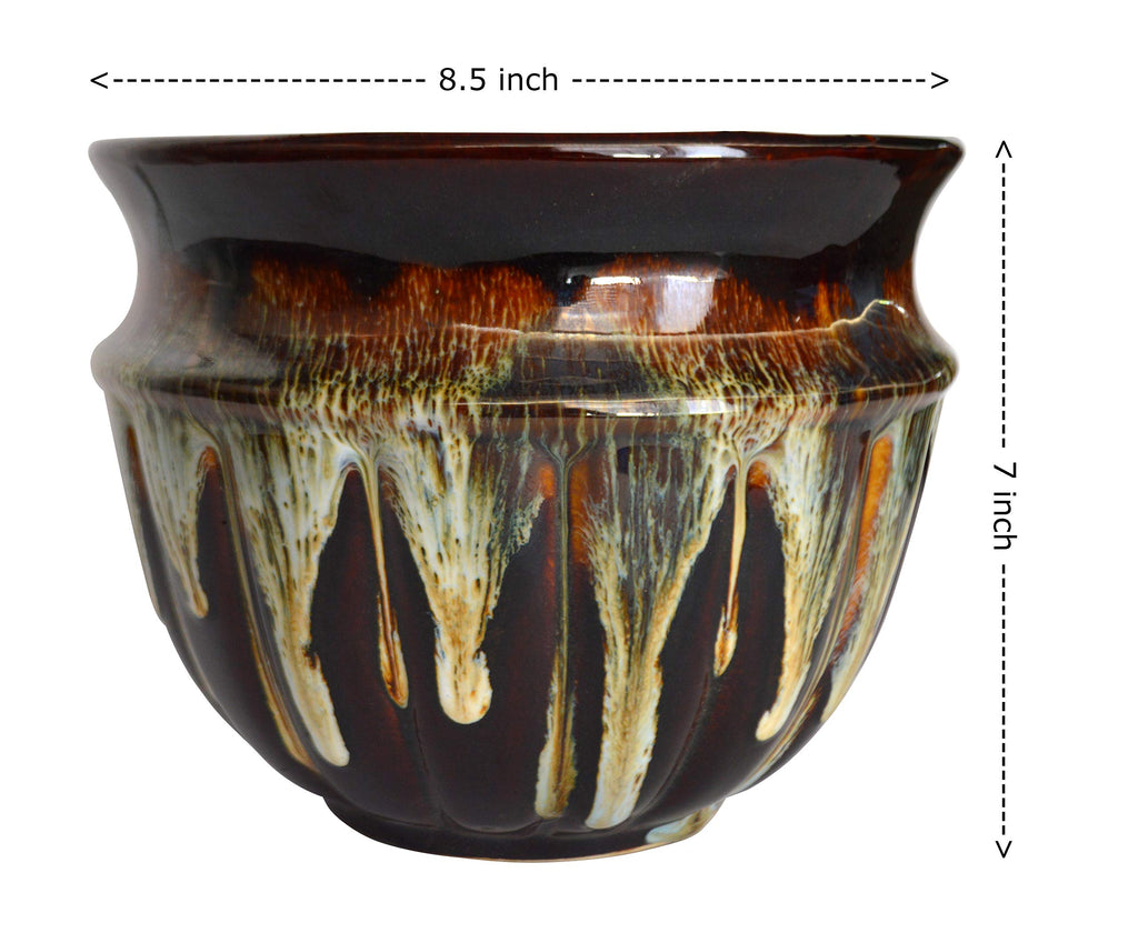 UrbanRoots Rustic Ceramic Planter (Brown) (Large)