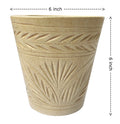 UrbanRoots Engraved Glass Ceramic Pot (6 inch) (Beige)