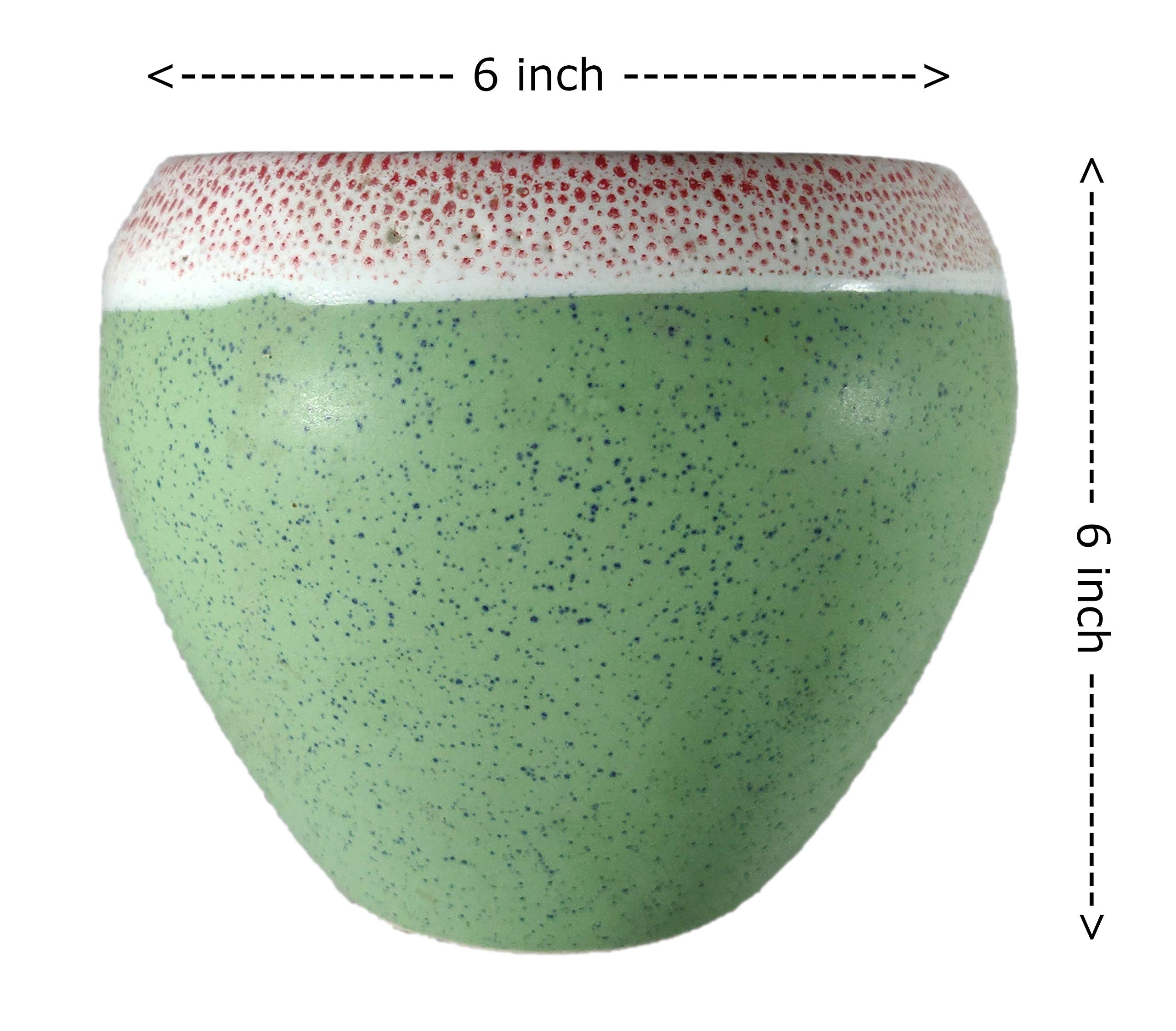 UrbanRoots Big Apple Ceramic Pot (6 inch) (Green)