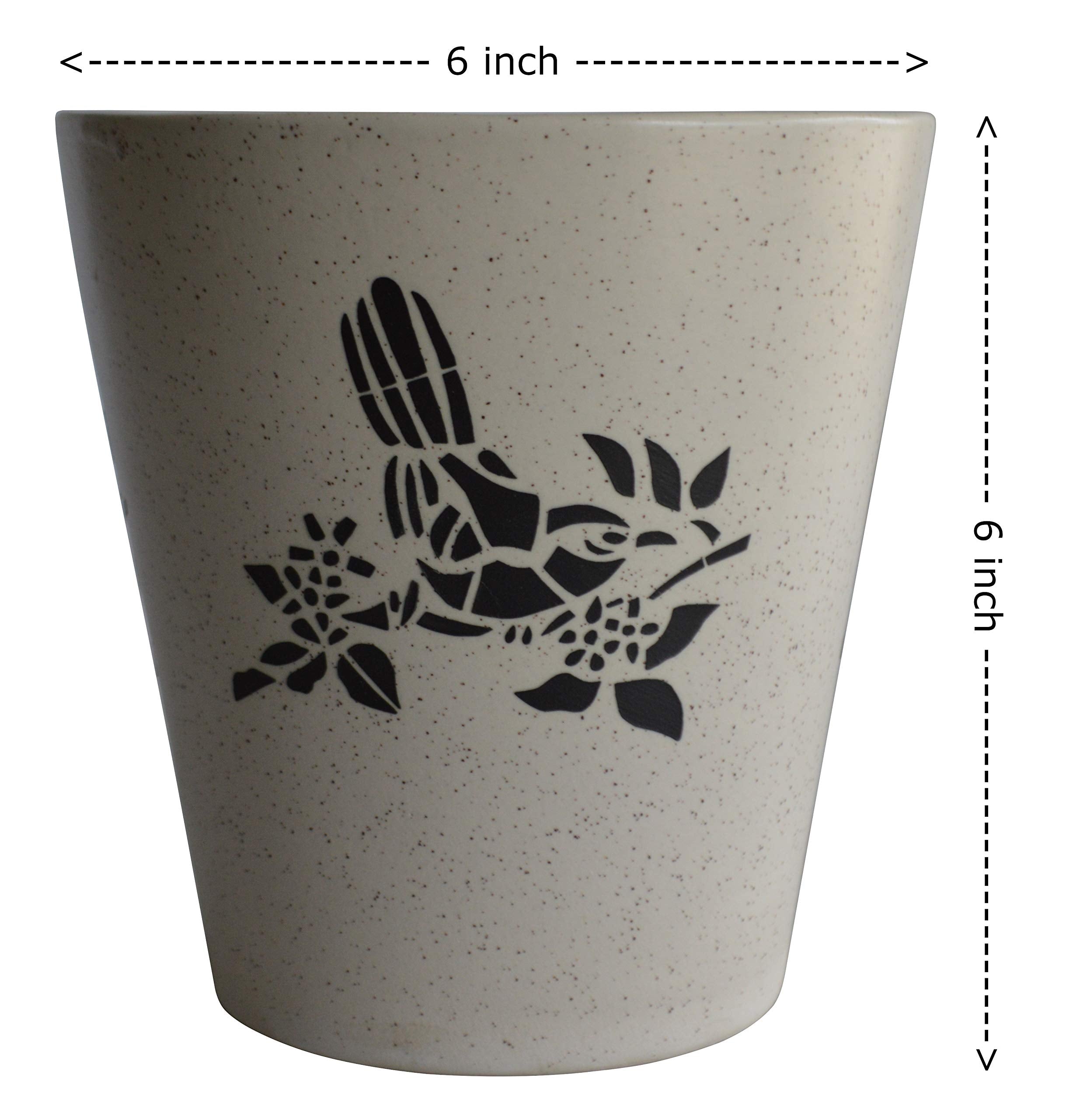 UrbanRoots Glass Shape Ceramic Pot (6 inch) (Bird)