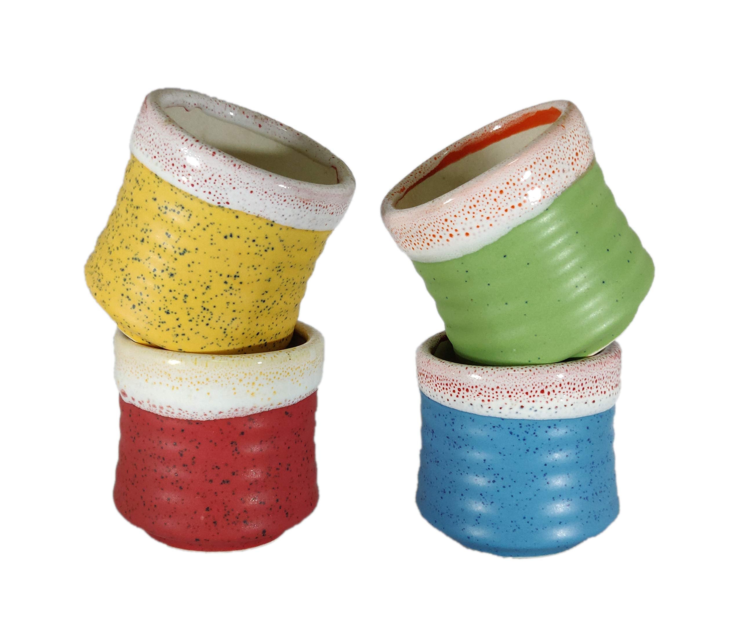 UrbanRoots Horizontal Ridges Ceramic Pot (3 inch) (Combo 3)