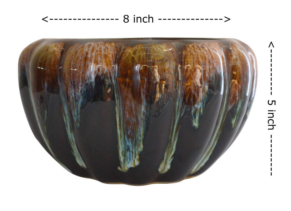 UrbanRoots Pumpkin Ceramic Pot (7 inch) (Brown)