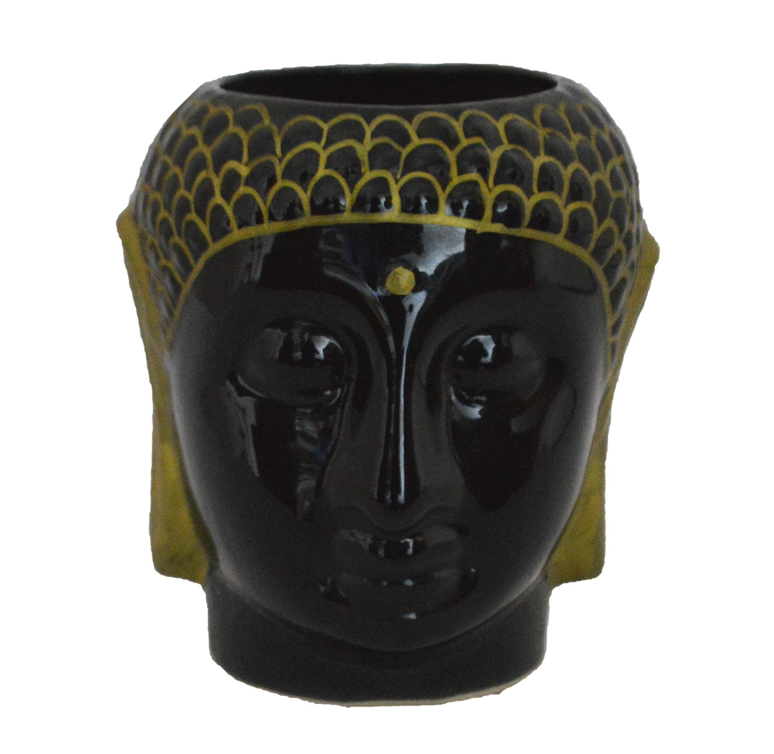 UrbanRoots Mini Figurine Ceramic Pot (3 inch) (Black Gold)