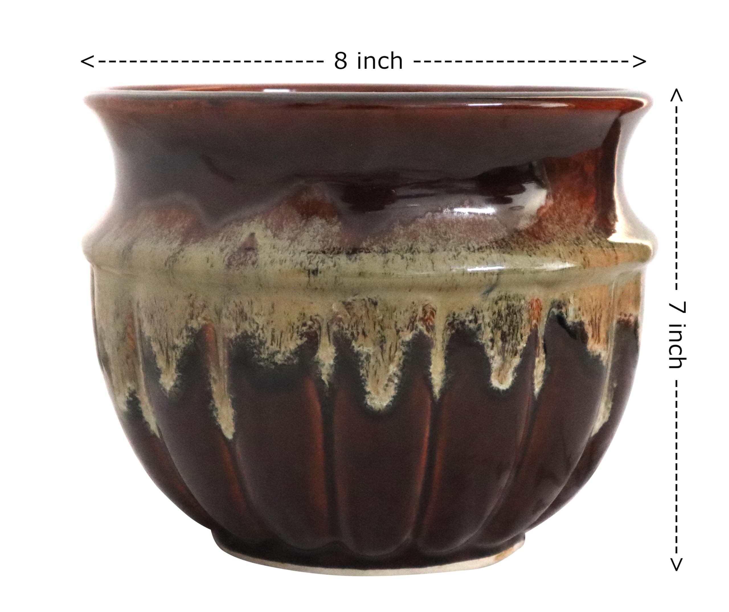 UrbanRoots Rustic Ceramic Planter (Brown) (Medium)