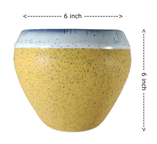 UrbanRoots Big Apple Ceramic Pot (6 inch) (Yellow)