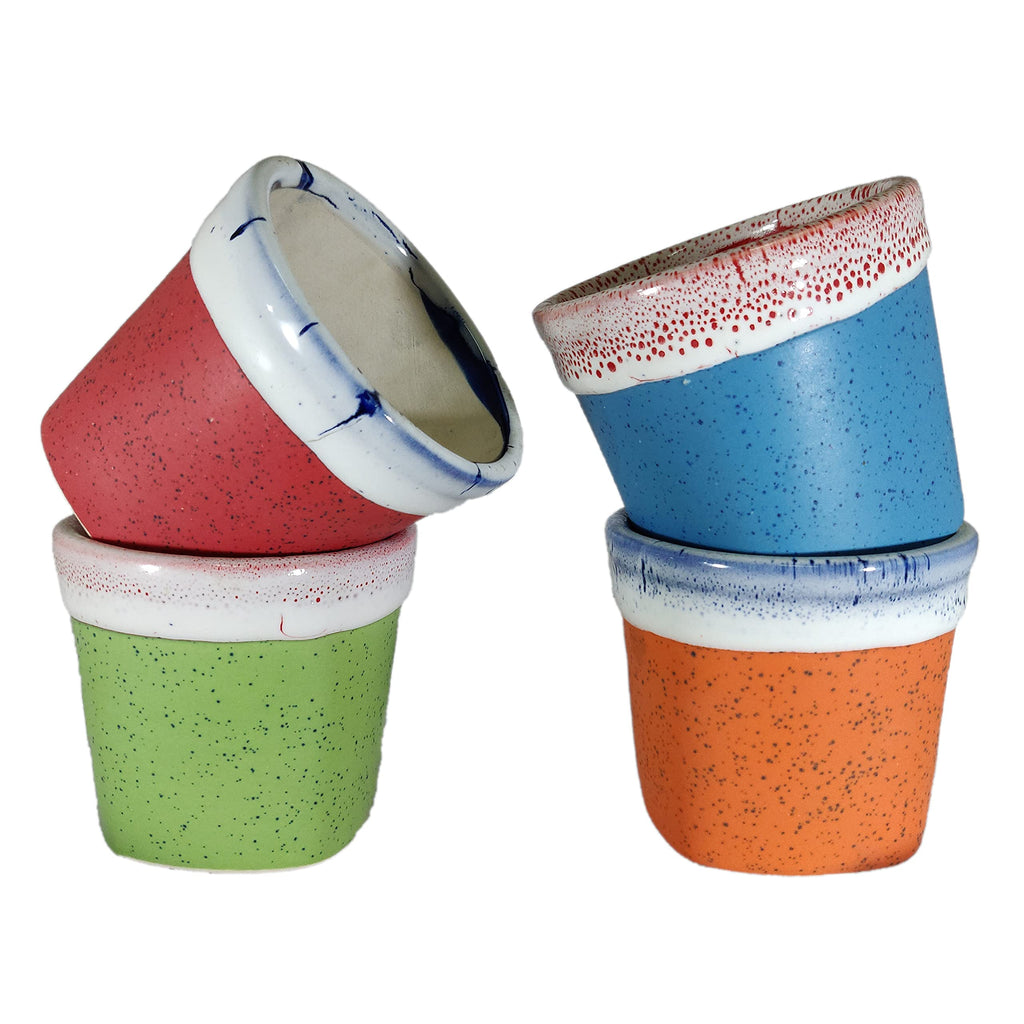 UrbanRoots Pipe Design Ceramic Pot (3 inch) (Combo)