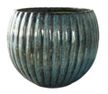 UrbanRoots Fluted Ball Ceramic Planter (Electric Blue, Large)