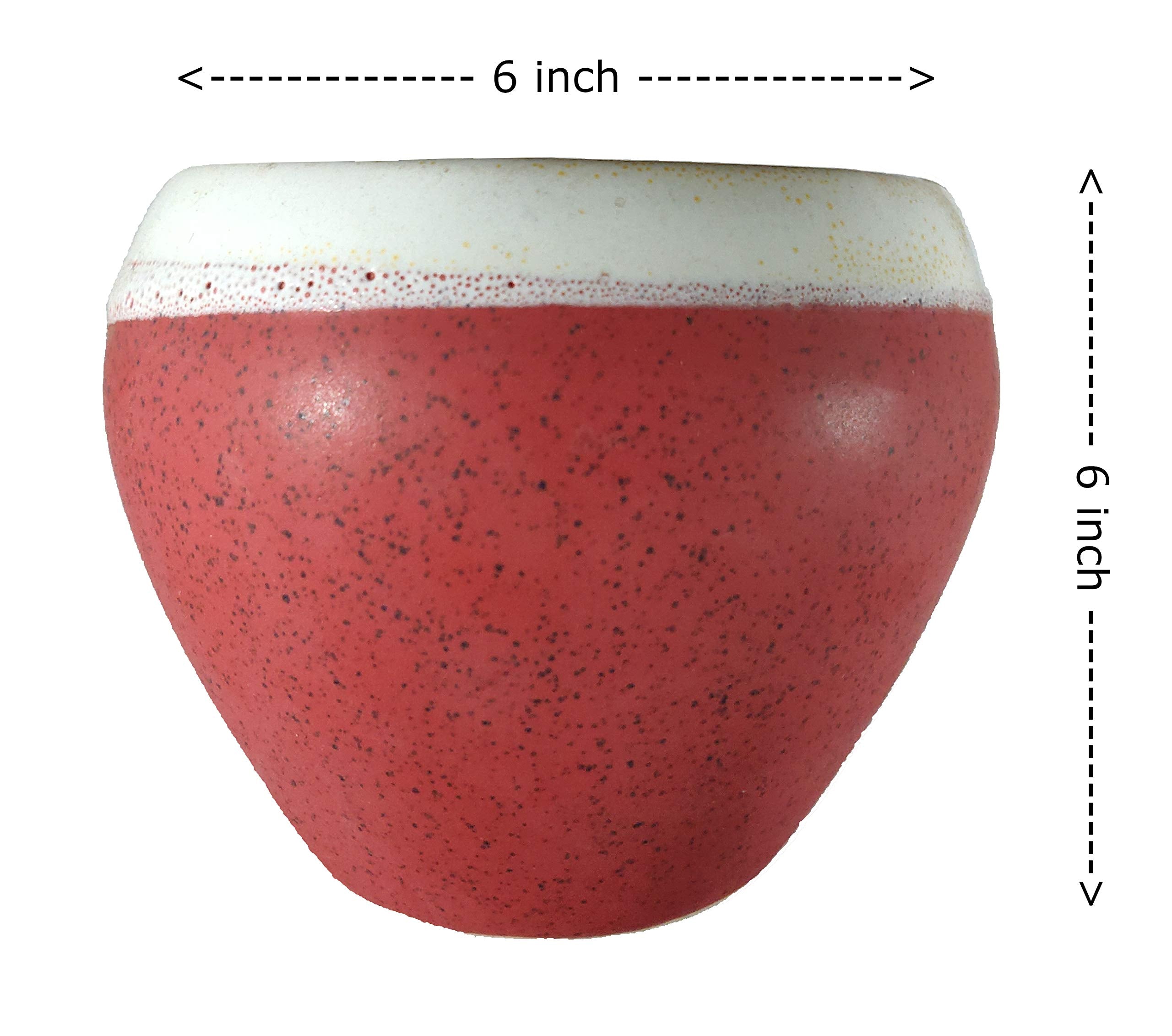 UrbanRoots Big Apple Ceramic Pot (6 inch) (Red)