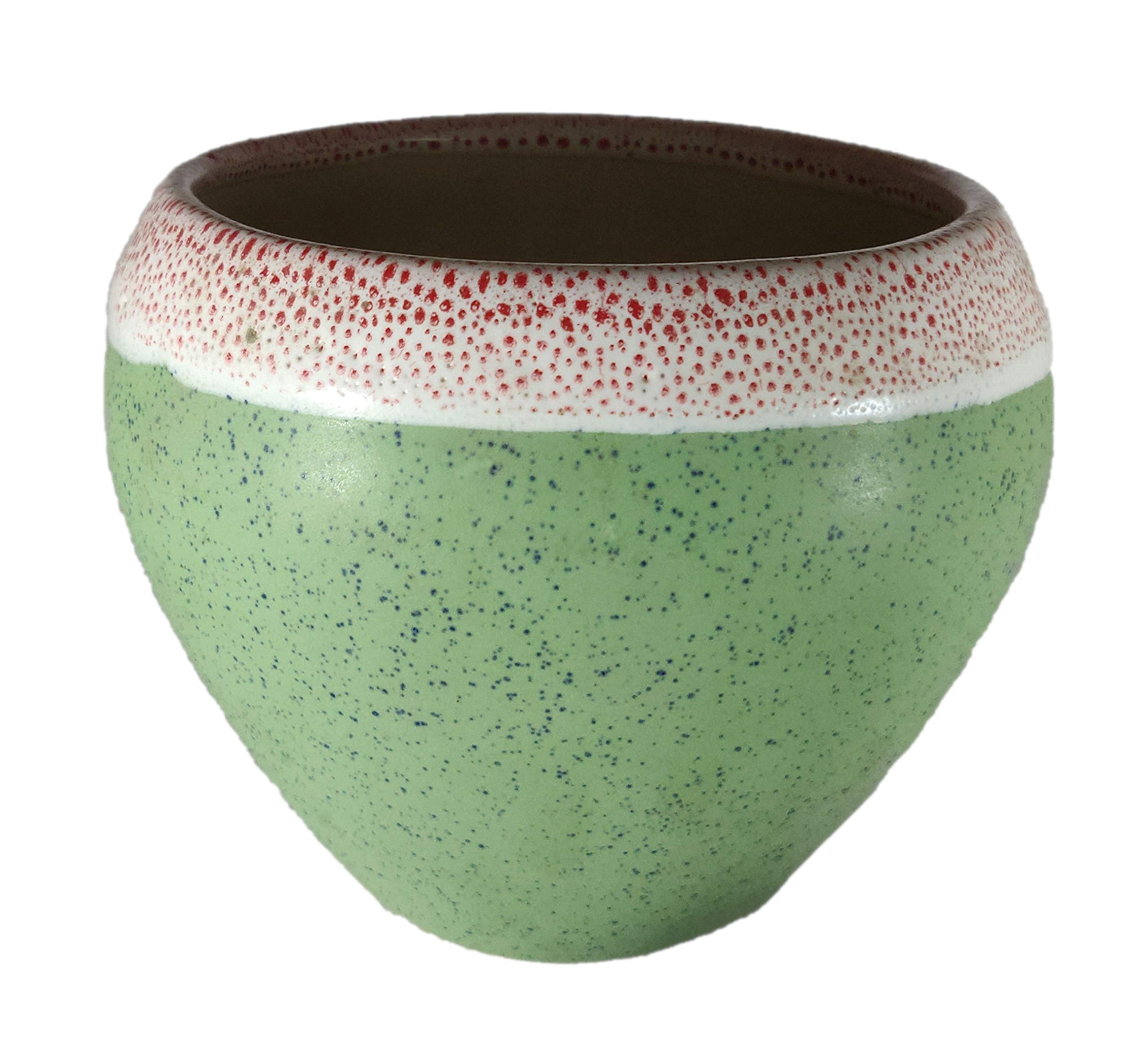 UrbanRoots Big Apple Ceramic Pot (6 inch) (Green)