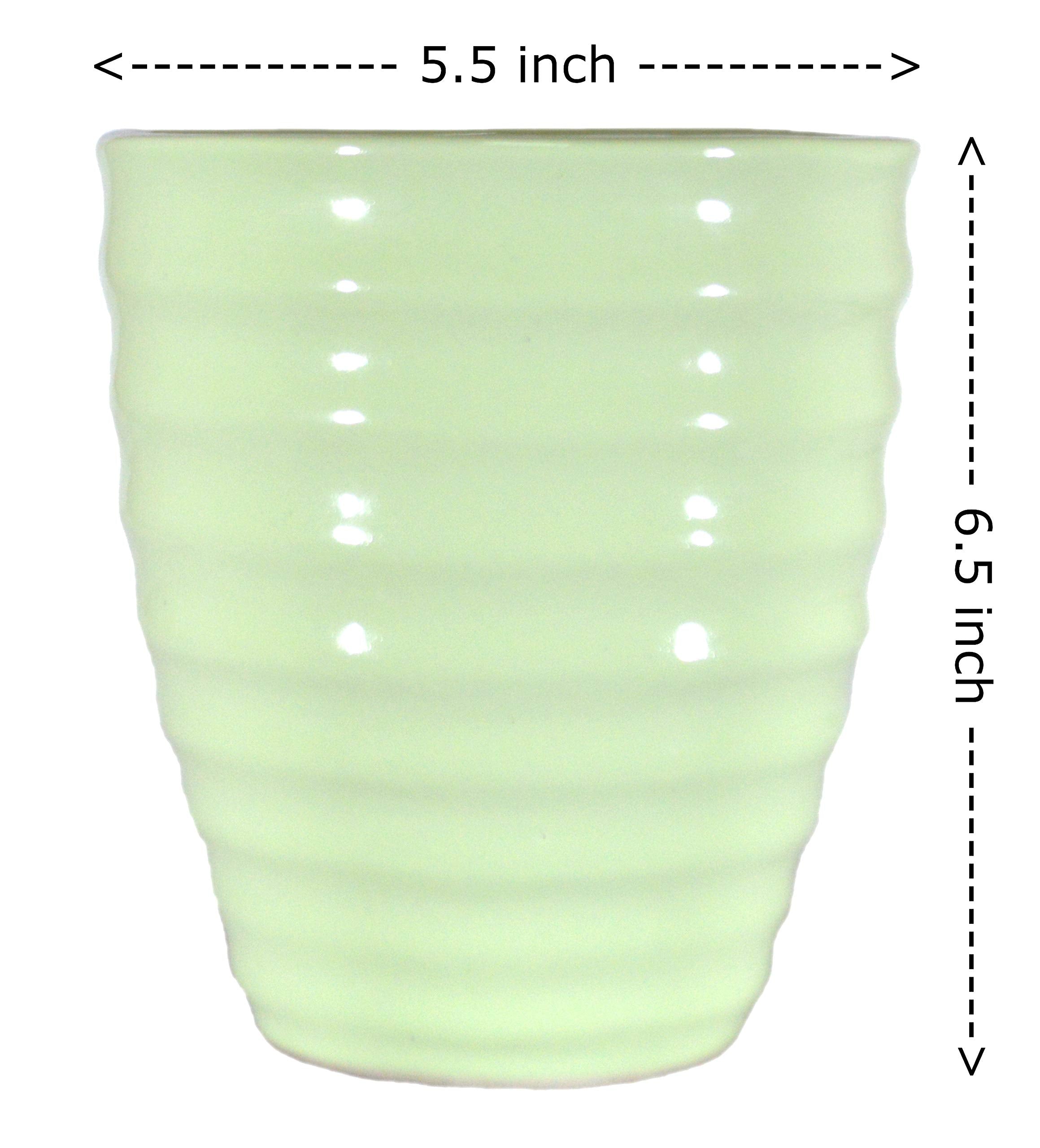 UrbanRoots Ripple Ceramic Pot (5.5 inch, Pista Green)