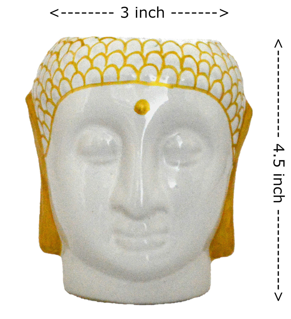 UrbanRoots Mini Figurine Ceramic Pot (3 inch) (White Gold)