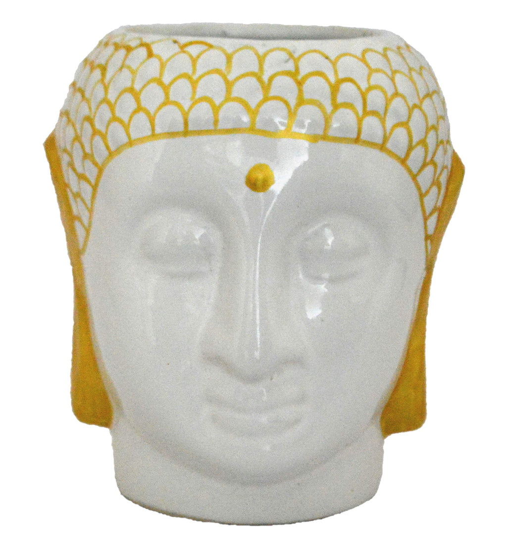 UrbanRoots Mini Figurine Ceramic Pot (3 inch) (White Gold)