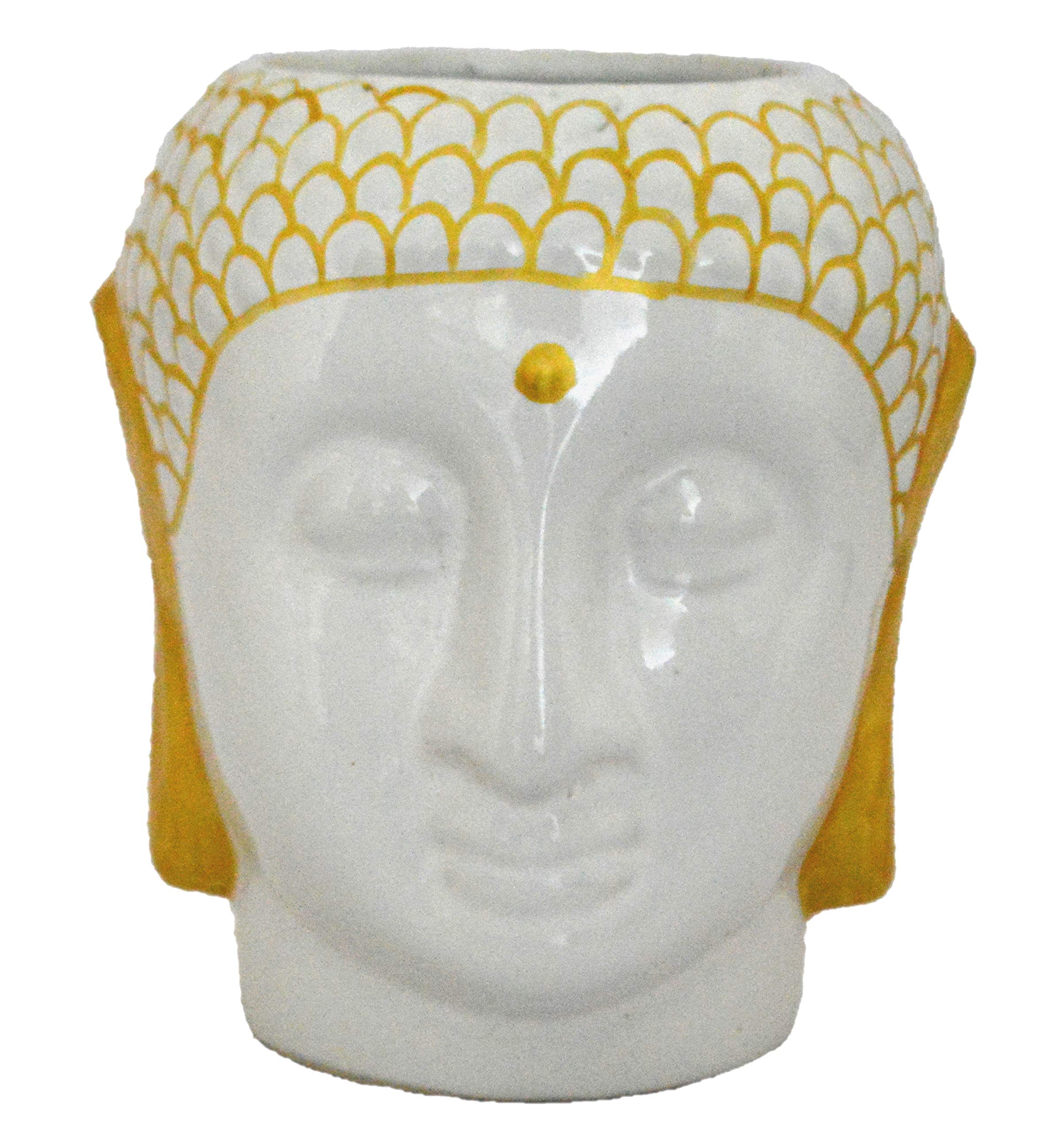 UrbanRoots Mini Figurine Ceramic Pot (3 inch) (White Gold)