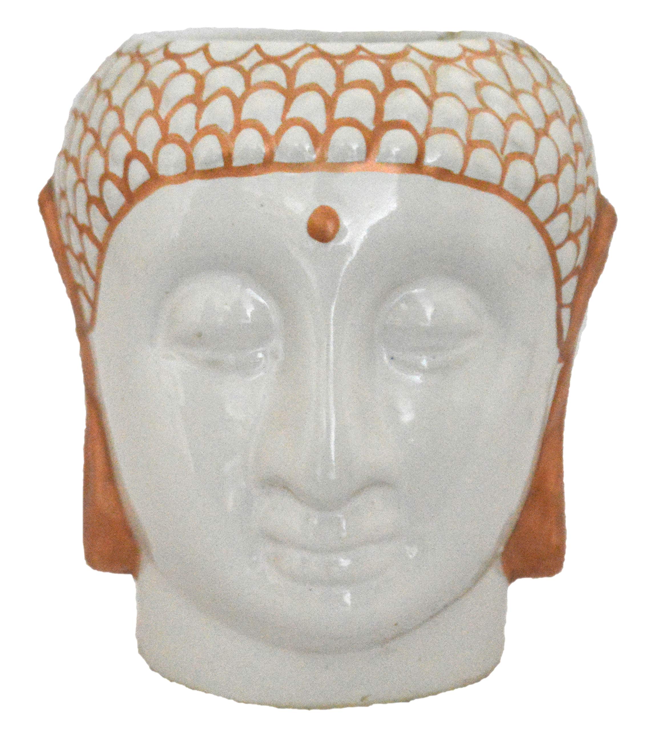 UrbanRoots Mini Figurine Ceramic Pot (3 inch) (White Copper)